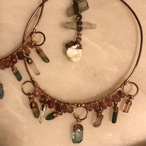 Multi gemstone boho hoops